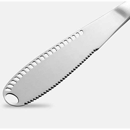 AXIAOLU Stainless Steel butter Spreader Knife, 3-in-1 Kitchen Gadgets, Curler, Butter Grater, Multifunctional Chopping Slot with Serrated Edge (Silver, 1) - Image 8