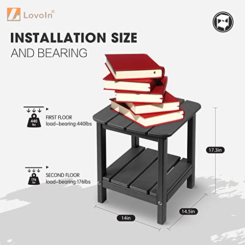 LovoIn Black Adirondack Table Patio Side Table, Easy-Maintenance & Weather-Resistant Poly Lumber End Tables for Patio, Garden, Lawn, Indoor Outdoor Companion - Image 6
