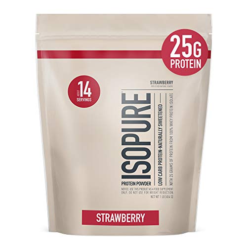Isopure Protein Powder, Whey Protein Isolate Powder, 25g Protein, Low Carb & Keto Friendly, Naturally Sweetened & Flavored, Flavor: Strawberry, 1 Pound