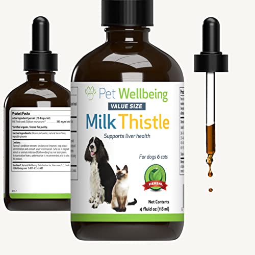 Pet Wellbeing Milk Thistle for Dogs & Cats - Supports Liver Health, Protects Liver - Glycerin-Based Natural Herbal Supplement - 4 oz (118 ml)