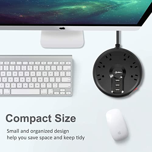 Power Strip, Surge Protector, 6 Outlets and 3 USB Ports 6.5FT Long Extension Cord, ZSIMC Sleek Socket Overload Surge Protection, Flat Plug Charging Station Compact for Dorm Room, Office, Home, Travel - Image 3