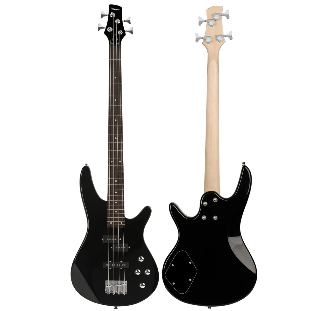 Electric Bass Guitar 4 Strings Full Size P Bass Beginner Kit Black for Starter with Gig Bag, Guitar Strap, and Guitar Cable (Black) - Image 6