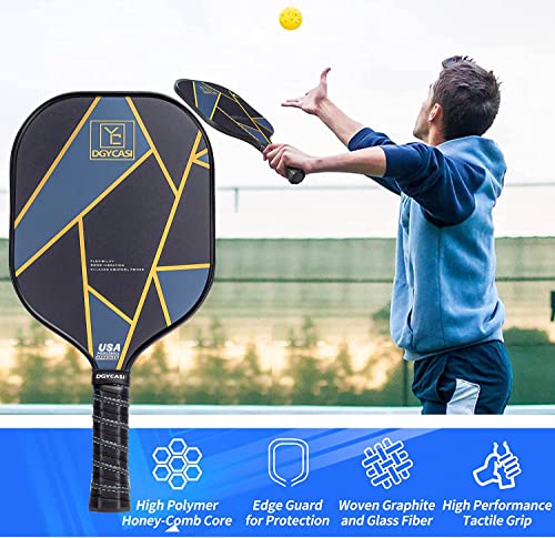 YC DGYCASI Graphite Pickleball Paddles Set of 2, 2022 USAPA Approved, Carbon Fiber Surface (CHS), Polypropylene Honeycomb Core, Anti-Slip Sweat-Absorbing Grip, 4 Pickleball, Portable Carry Bag - Image 4