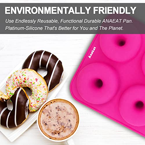 Anaeat 3 Pack Donut Pan Silicone Baking Mold, Just Pop Out! Non-Stick Doughnuts Baking Pans BPA Free for 6 Full-Size Donuts, Muffin, Cake Biscuit Bagels - Oven & Dishwasher Safe (Multicolor) - Image 4
