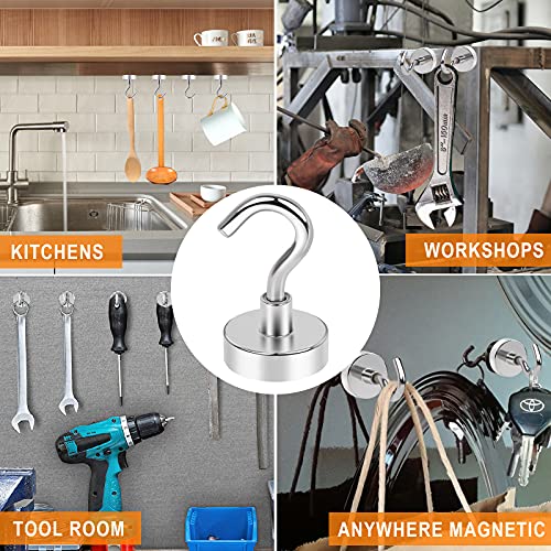 MIKEDE Magnetic Hooks Heavy Duty, 25Lbs Neodymium Magnets with Hooks for Refrigerator, 10Pcs Strong Cruise Hooks for Hanging, Magnetic Hanger for Grill, Toolbox, Storage - Image 2