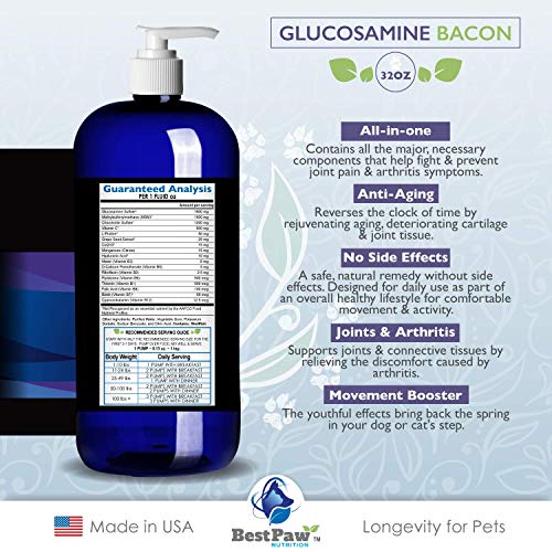 Best Paw Nutrition - Bacon Flavor Liquid Glucosamine for Dogs & Cats - Joint Supplement for Hip & Joint Pain Relief Pets Love - 32oz - Image 2