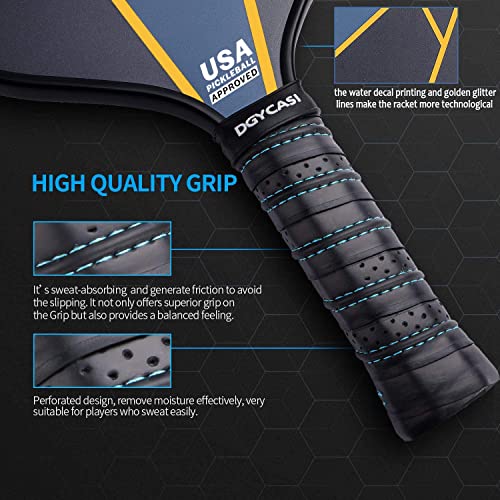 YC DGYCASI Graphite Pickleball Paddles Set of 2, 2022 USAPA Approved, Carbon Fiber Surface (CHS), Polypropylene Honeycomb Core, Anti-Slip Sweat-Absorbing Grip, 4 Pickleball, Portable Carry Bag - Image 5