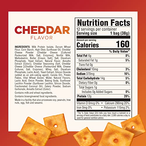 Pure Protein Cheesy Crackers, Cheddar, High Protein Snack, 12G Protein, 1.34 oz, 12 Count - Image 6