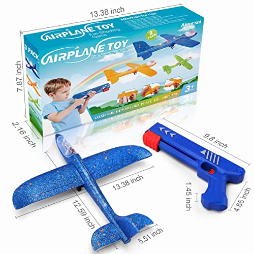 3 Pack Airplane Launcher Toy, 12.6" Foam Glider Led Plane, 2 Flight Mode Catapult Plane for Kids Outdoor Sport Flying Toys Gifts for 4 5 6 7 8 9 10 12 Year Old Boys Girls - Image 3