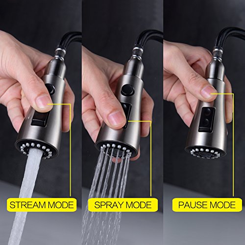 WEWE Single Handle High Arc Brushed Nickel Pull Out Kitchen Faucet,Single Level Stainless Steel Kitchen Sink Faucets with Pull Down Sprayer - Image 5