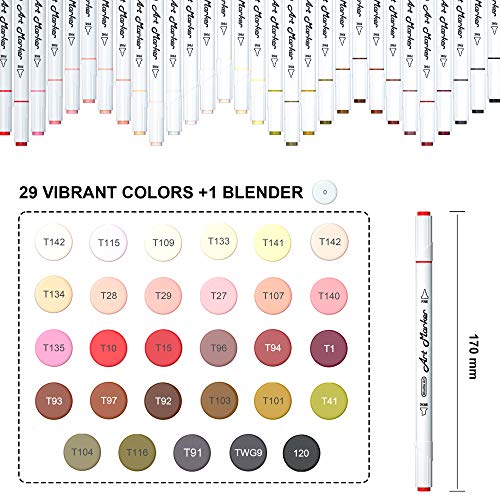 Shuttle Art 30 Colors Skin Tone&Hair Art Markers, Dual Tip Alcohol Based Flesh Color Marker Pen Set Contains 1 Blender Perfect for Kids & Adults Portrait,Comic, Anime, Manga, Illustration - Image 7