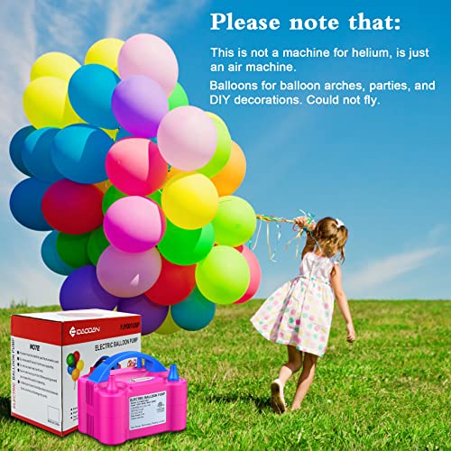 IDAODAN Electric Balloon Pump, Portable Electric Balloon Blower Machine Balloon Air Pump Dual Nozzle Rose Red 110V 600W Balloon Inflator for Party Decorations - Image 2