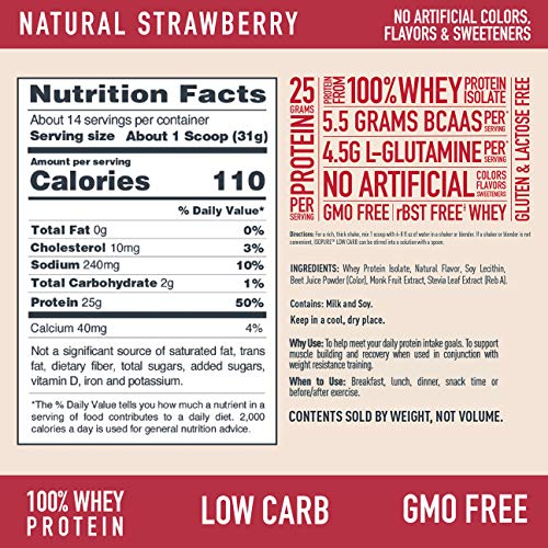 Isopure Protein Powder, Whey Protein Isolate Powder, 25g Protein, Low Carb & Keto Friendly, Naturally Sweetened & Flavored, Flavor: Strawberry, 1 Pound - Image 6