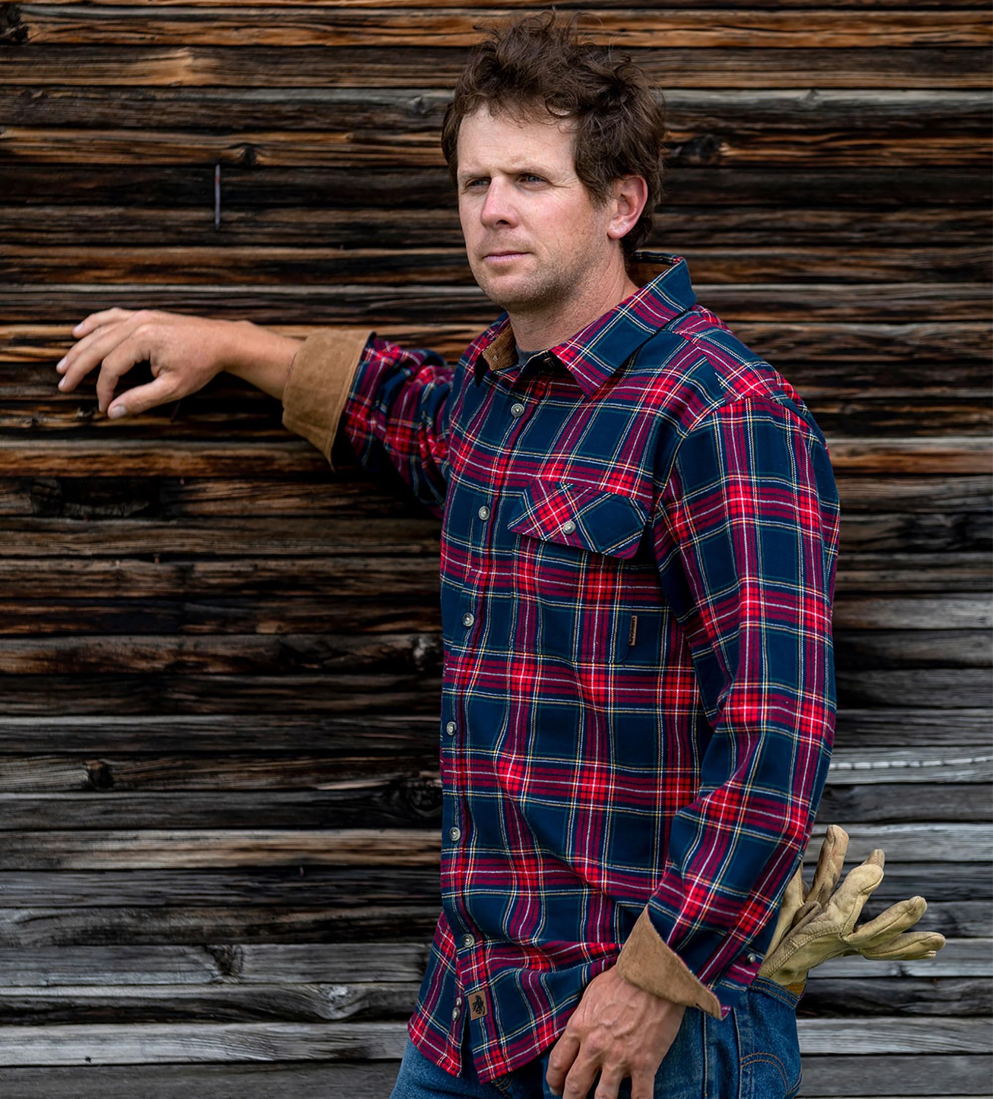 Legendary Whitetails Men's Buck Buck Camp Flannel Shirt, Long Sleeve Plaid Button Down Casual Shirt for Men, with Corduroy Cuffs, Fall & Winter Clothing, Cobalt Plaid, X-Large - Image 4